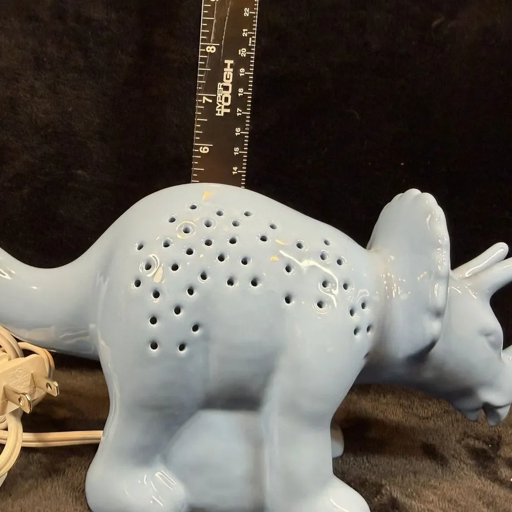 Dinosaur Triceratops Night Light Blue Desk Lamp Decor Plug In Children’s Bedside